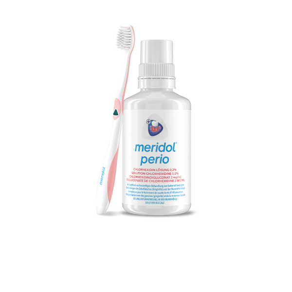 meridol med CHX 0,2% Antiseptikum – weißer Pumpflakon