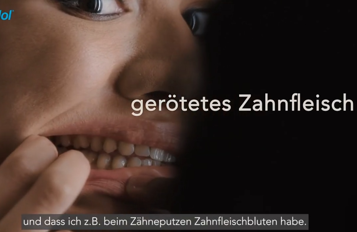Wortwolke in Form einer Zahnpastatube mit Schwerpunkt auf „Kaliumnitrat“, mit Begriffen wie „Anti‑Gingivitis“, „Anti‑Karies“ und „Zahnpasta